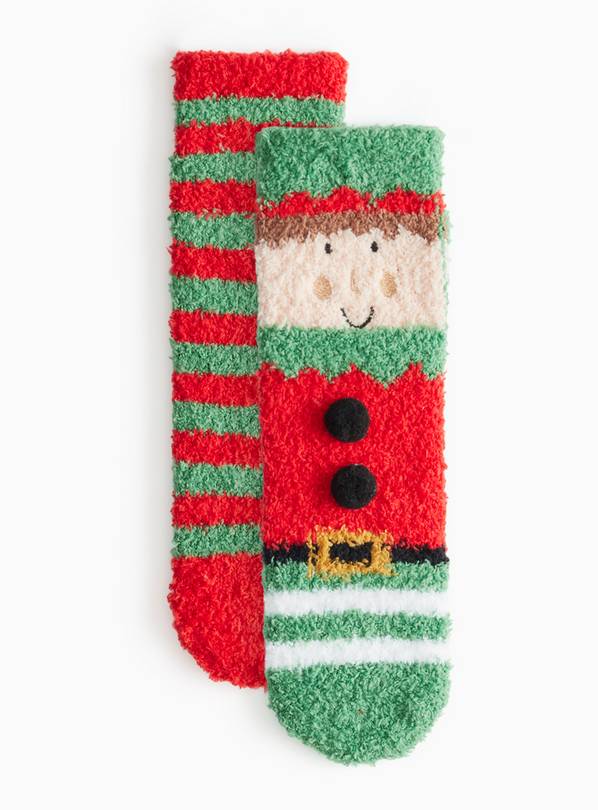 Christmas Elf Cosy Socks 2 Pack 9-12